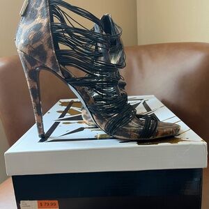 Leopard Print Open Toe High Heels. Brand: LFL by Lust for Life. Women’s Size 9